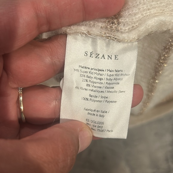 Sèzane Gaspard Mohair Wool Cardigan ecru/gold size M - Picture 8 of 9